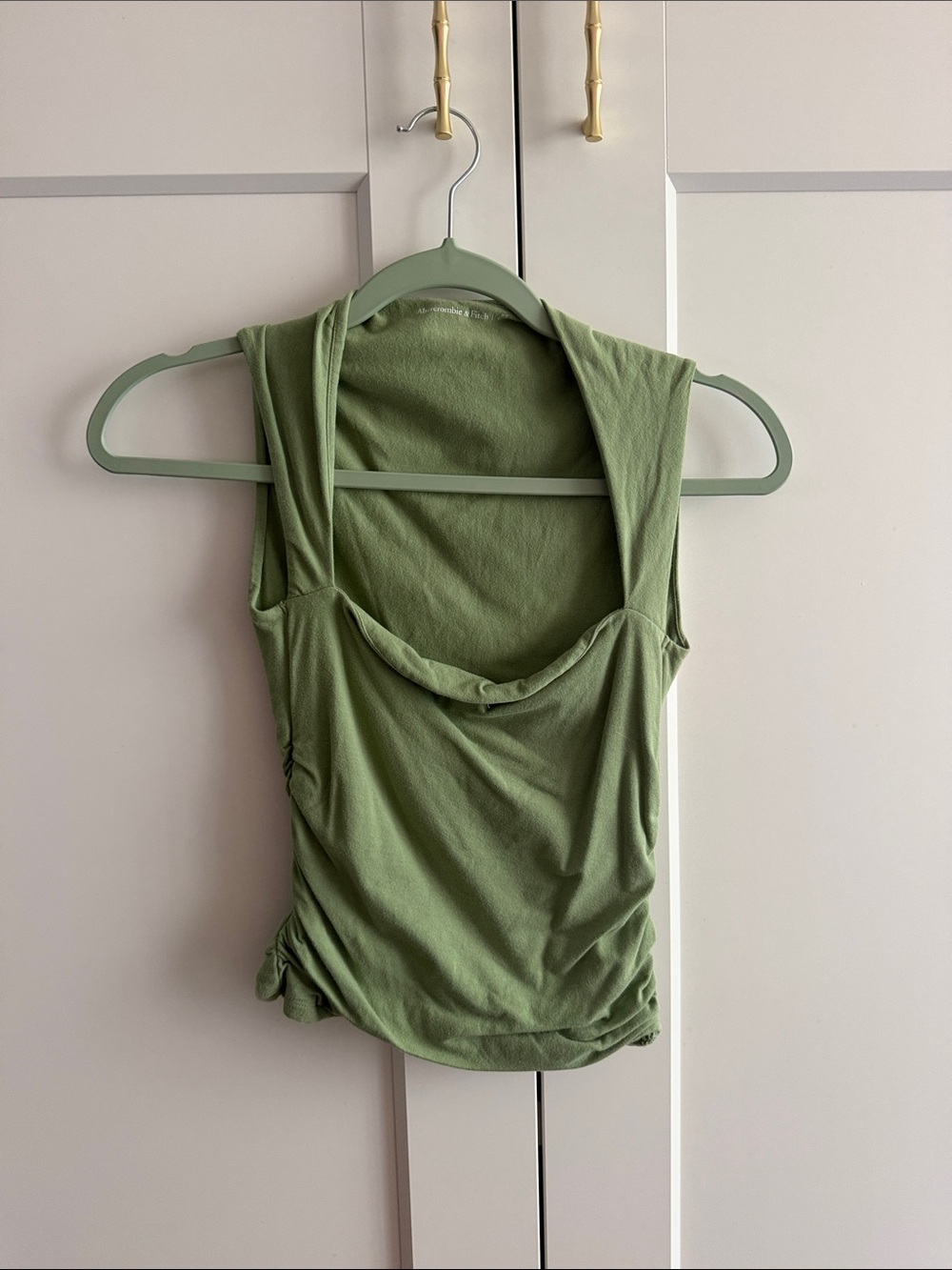 Abercrombie & Fitch Olive Green Ruched Tank Top